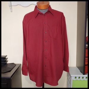 Stafford Wrinkle-Free Maroon Dress Shirt 18-3/4